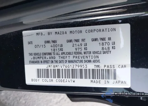 2016 Mazda Mazda3 I Touring from USA, damaged, VIN JM1BM1V76G1279953